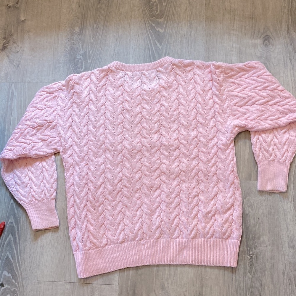 Lovely Pink Long Sleeve Cable Knit Sweater - Picture 5 of 13